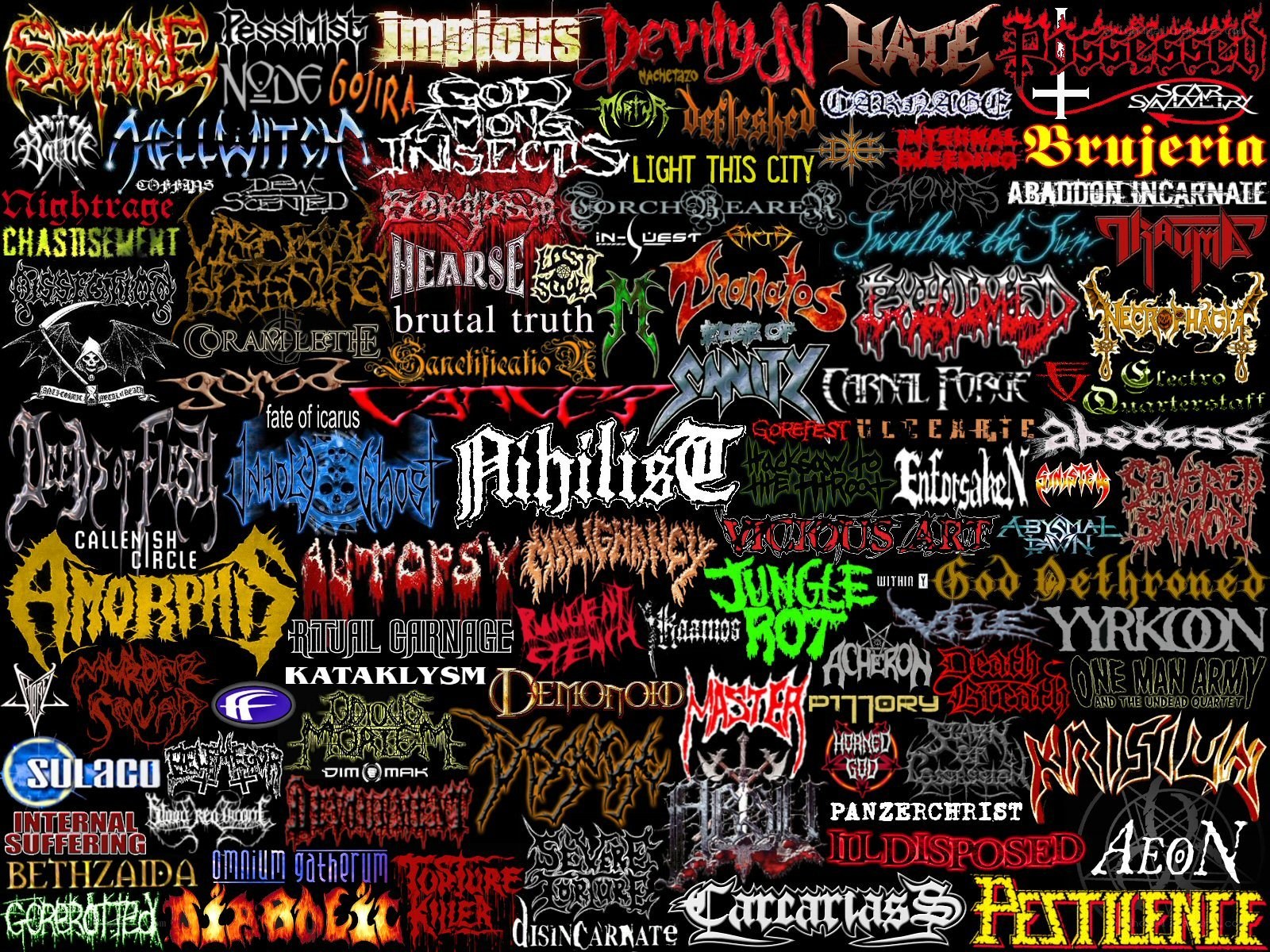 metal band logos collage