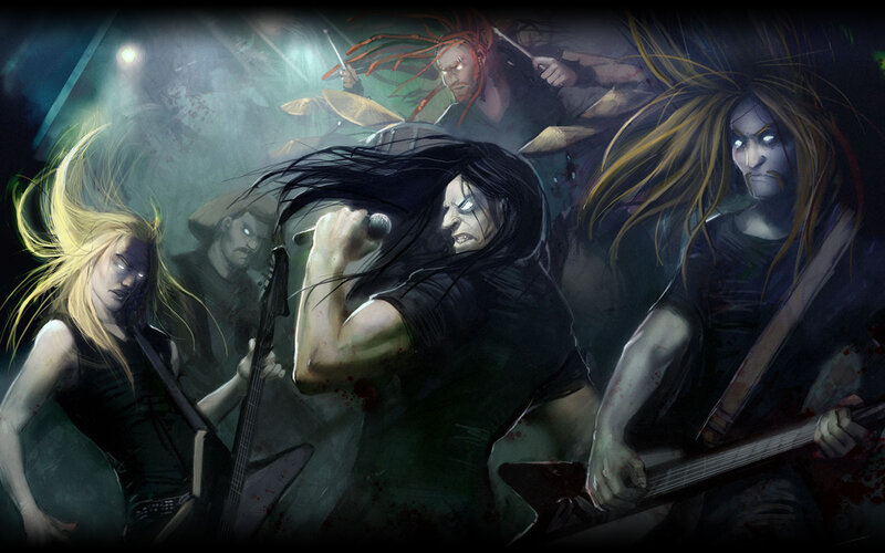 Metal band performing on stage