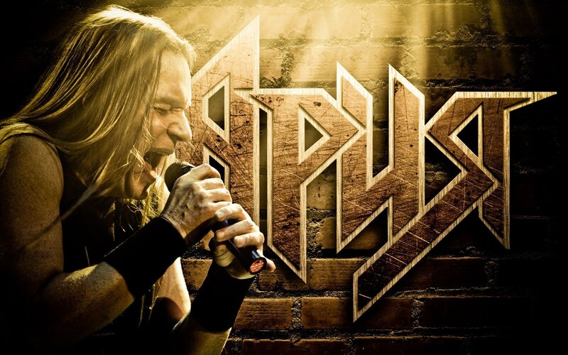 Metal band singer performing