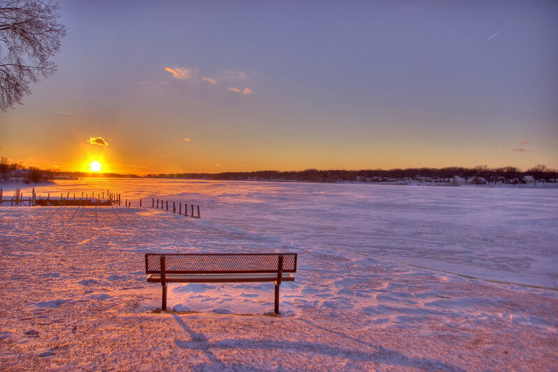Metal Bench on Snow