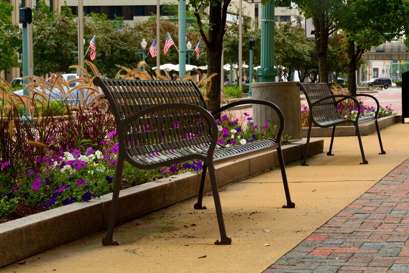 Metal Benches in Park