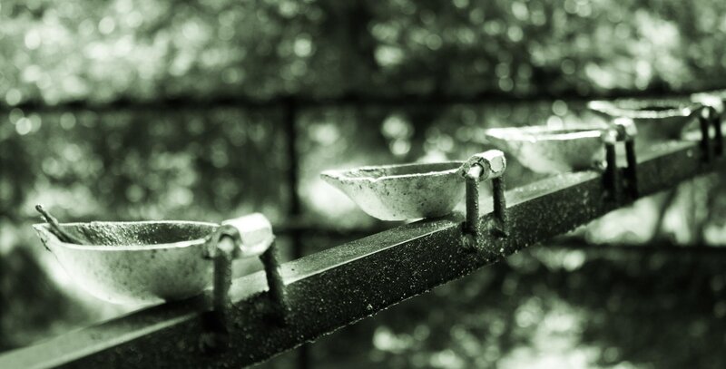 Metal Bowls on Rail