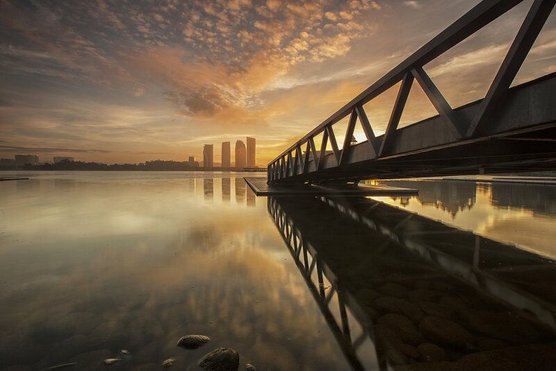 Metal Bridge at Sunset