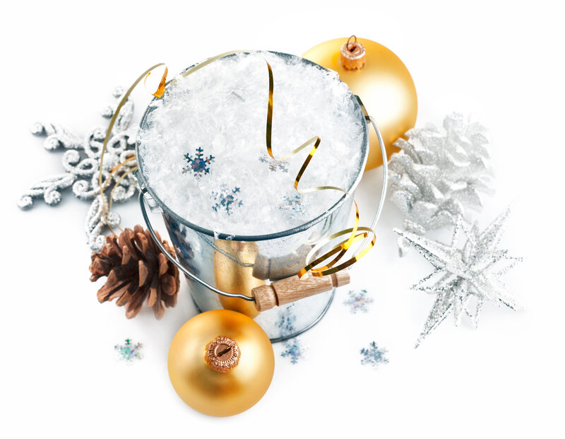 Metal Bucket with Snow