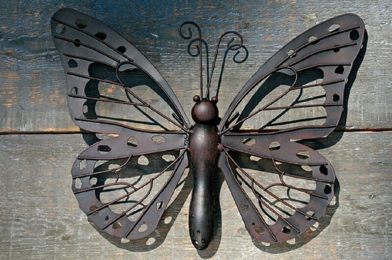 Metal Butterfly Sculpture — Brown