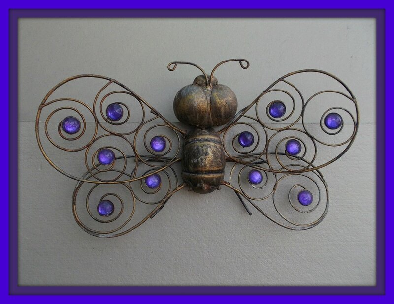 Metal Butterfly Sculpture — Purple
