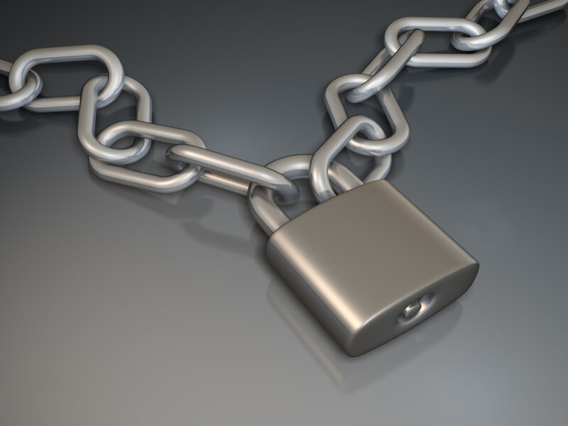 metal chain with padlock