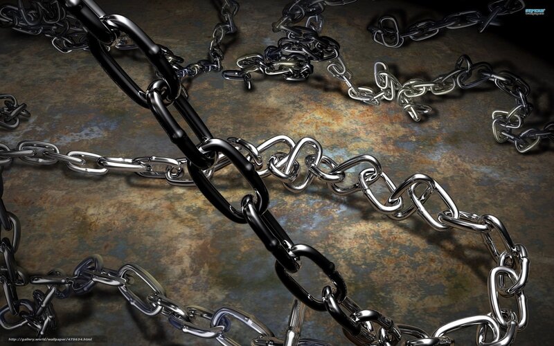 metal chains on stone floor