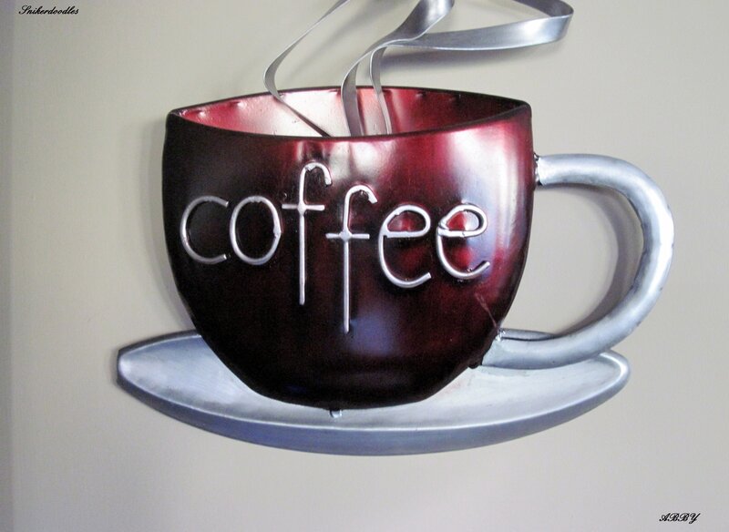 Metal Coffee Cup Sculpture