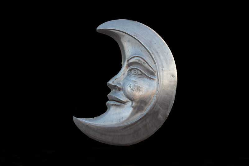 Metal Crescent Moon Sculpture