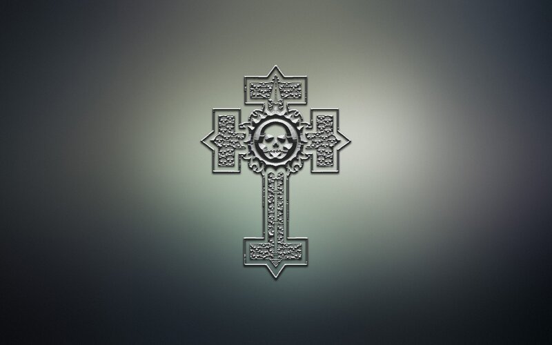 Metal Cross with Skull