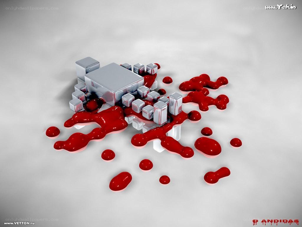 Metal cubes with red liquid