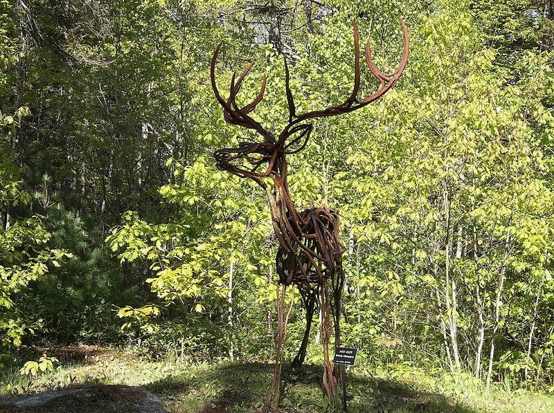 Metal Deer Sculpture — Green