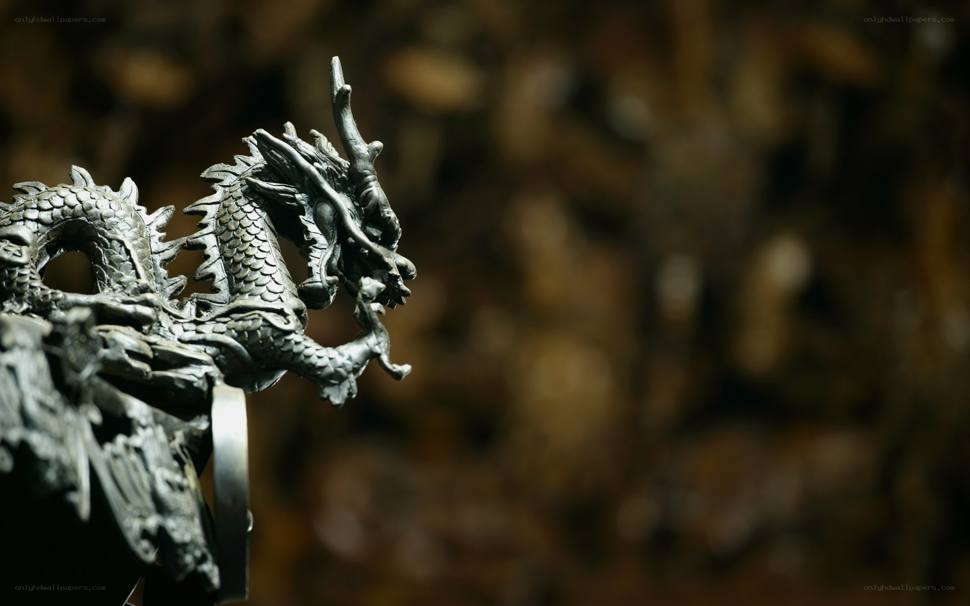 Metal dragon sculpture detail