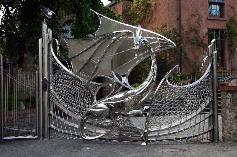 Metal Dragon Sculpture — Silver