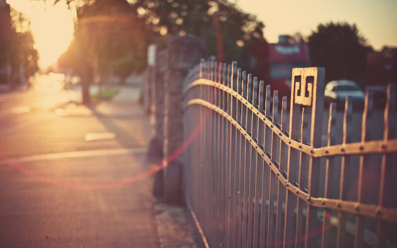 Metal Fence on Sidewalk