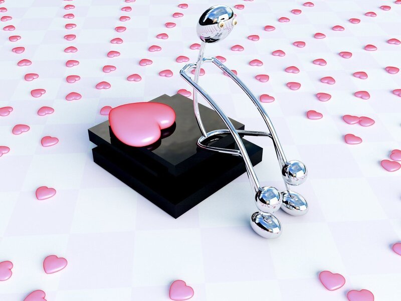 Metal Figure with Heart — Pink