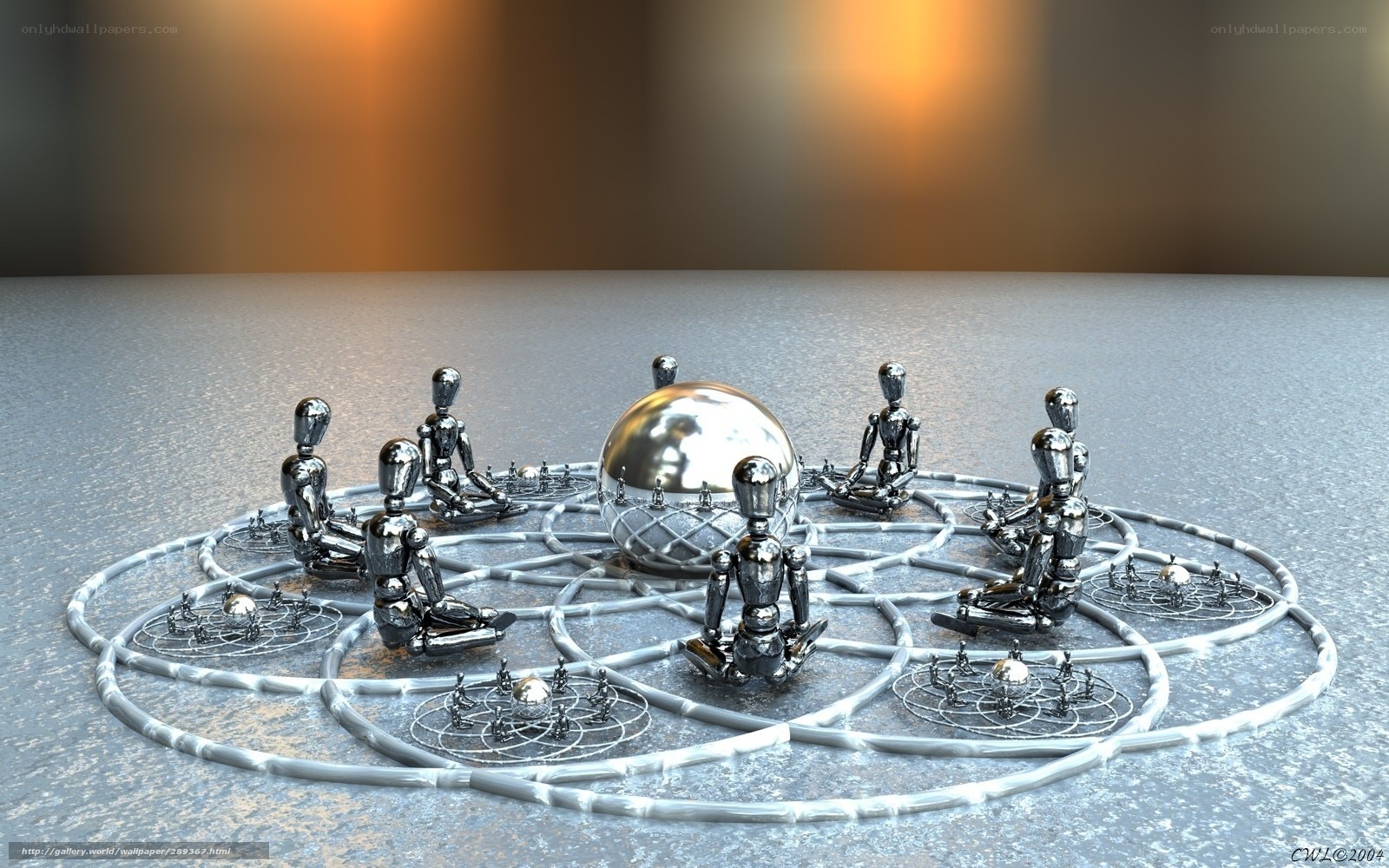Metal figures in meditation circle