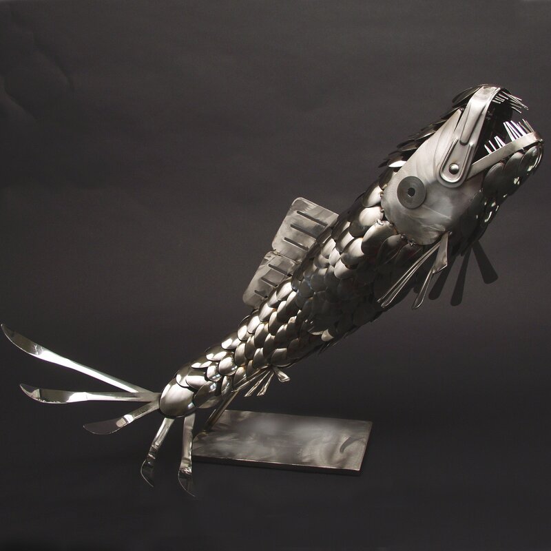 Metal fish sculpture