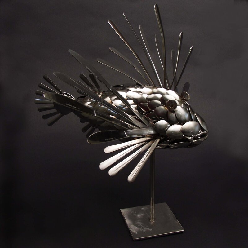 Metal fish sculpture