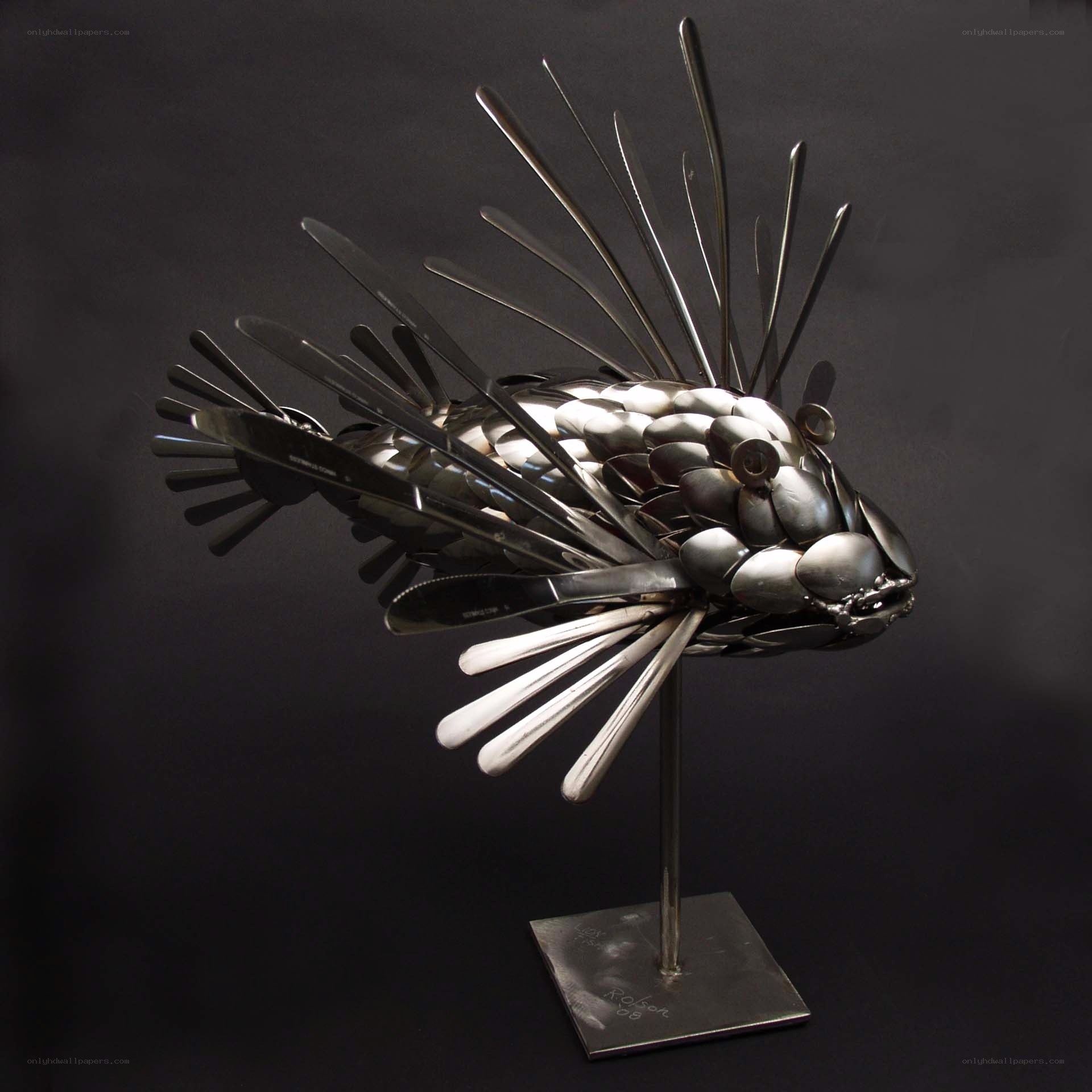 Metal fish sculpture