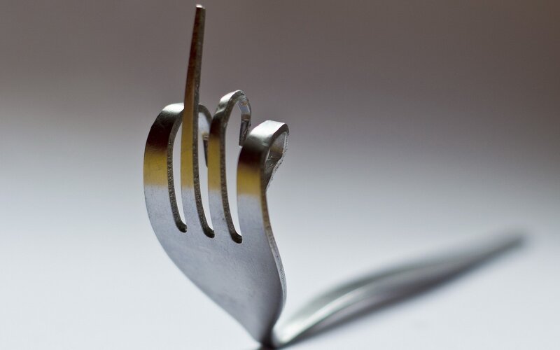 Metal Fork Shaped Like Hand