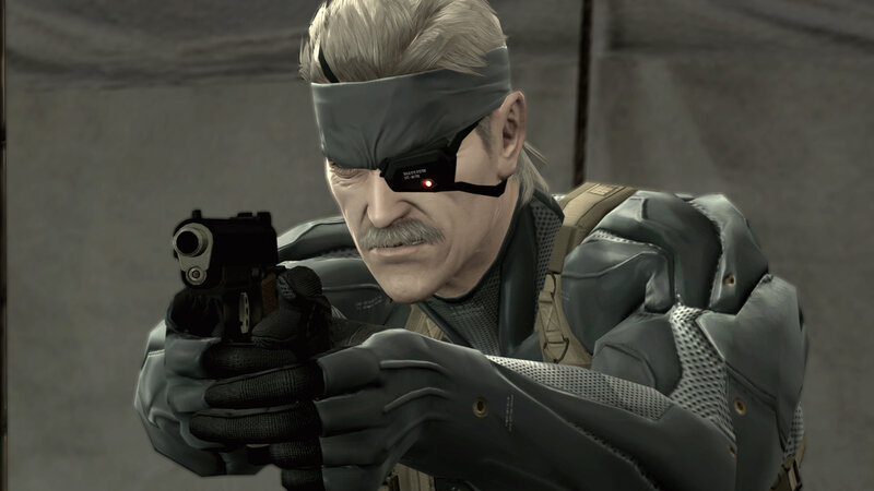 Metal Gear Solid character aiming gun