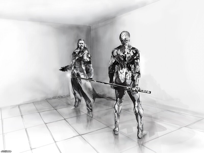 Metal Gear Solid characters in white room
