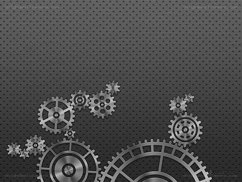 metal gears on perforated background
