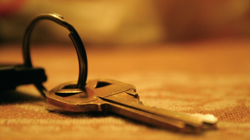 Metal Key on Fabric