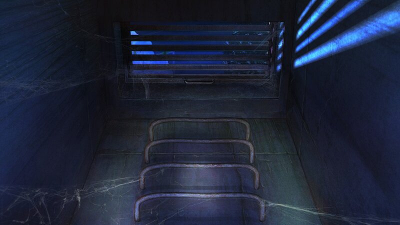Metal Ladder in Dark Room
