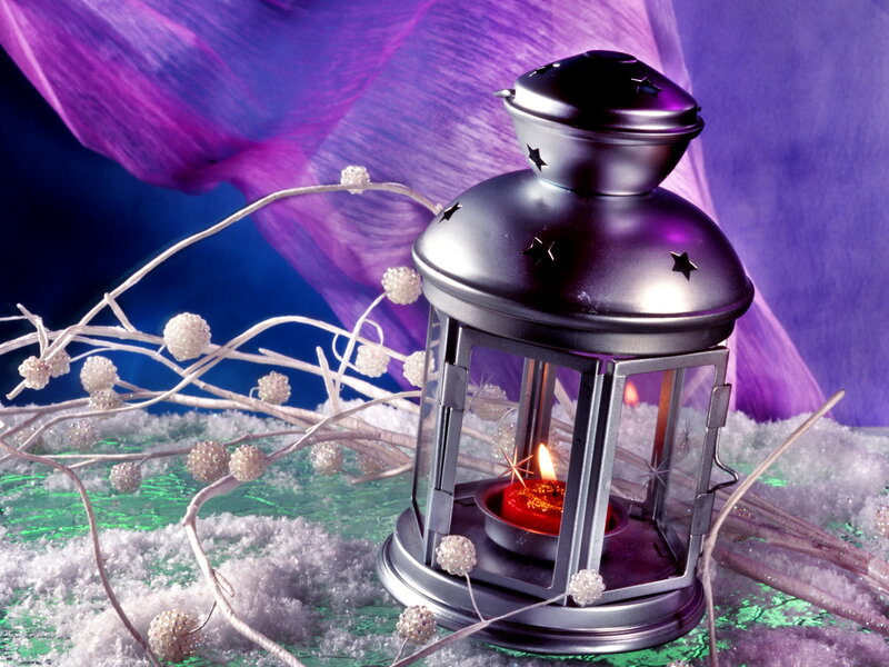 Metal Lantern with Candle