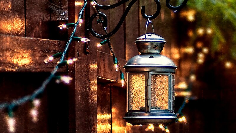 Metal Lantern with Lights
