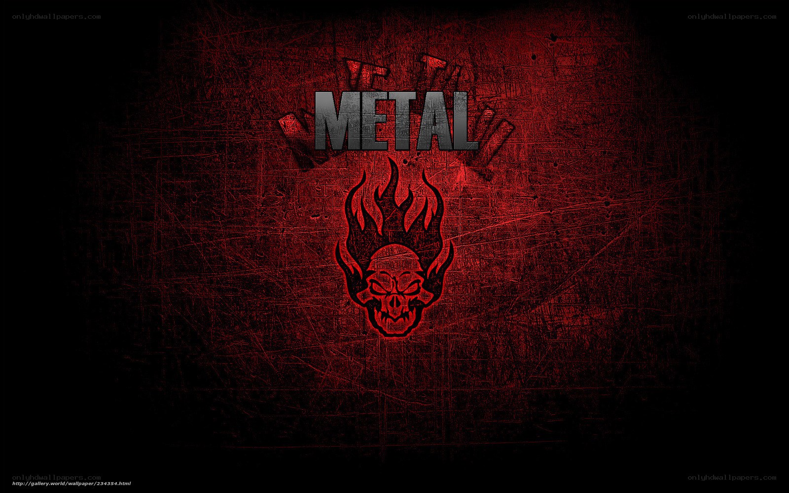 Metal logo with skull and flames