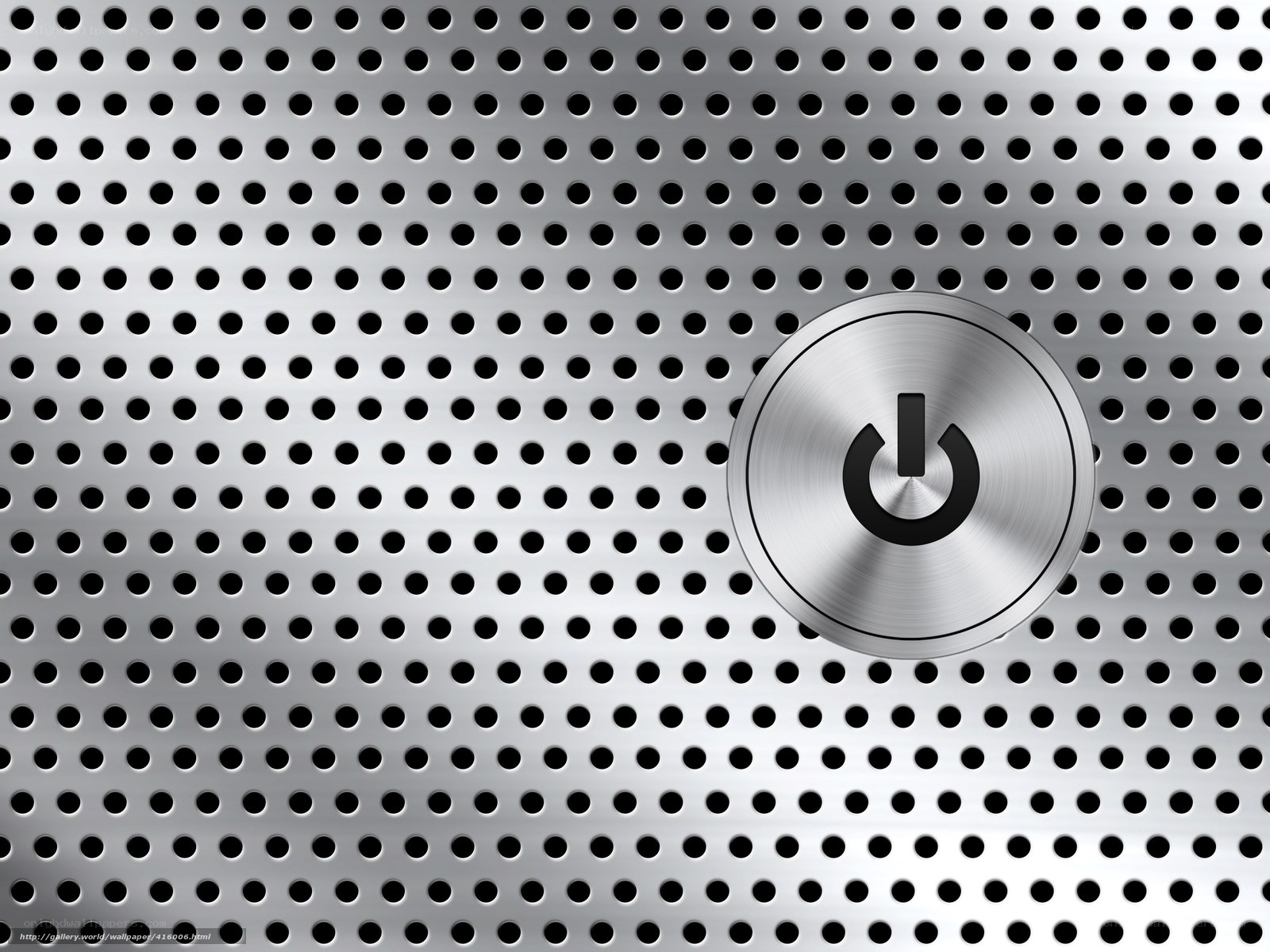 metal perforated surface with power button