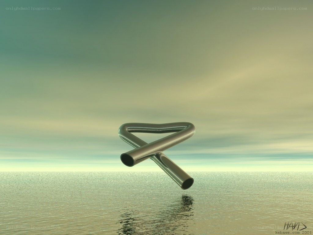 Metal pipe sculpture over water