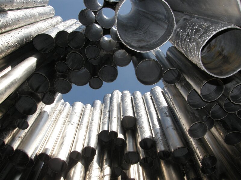 Metal pipes from below