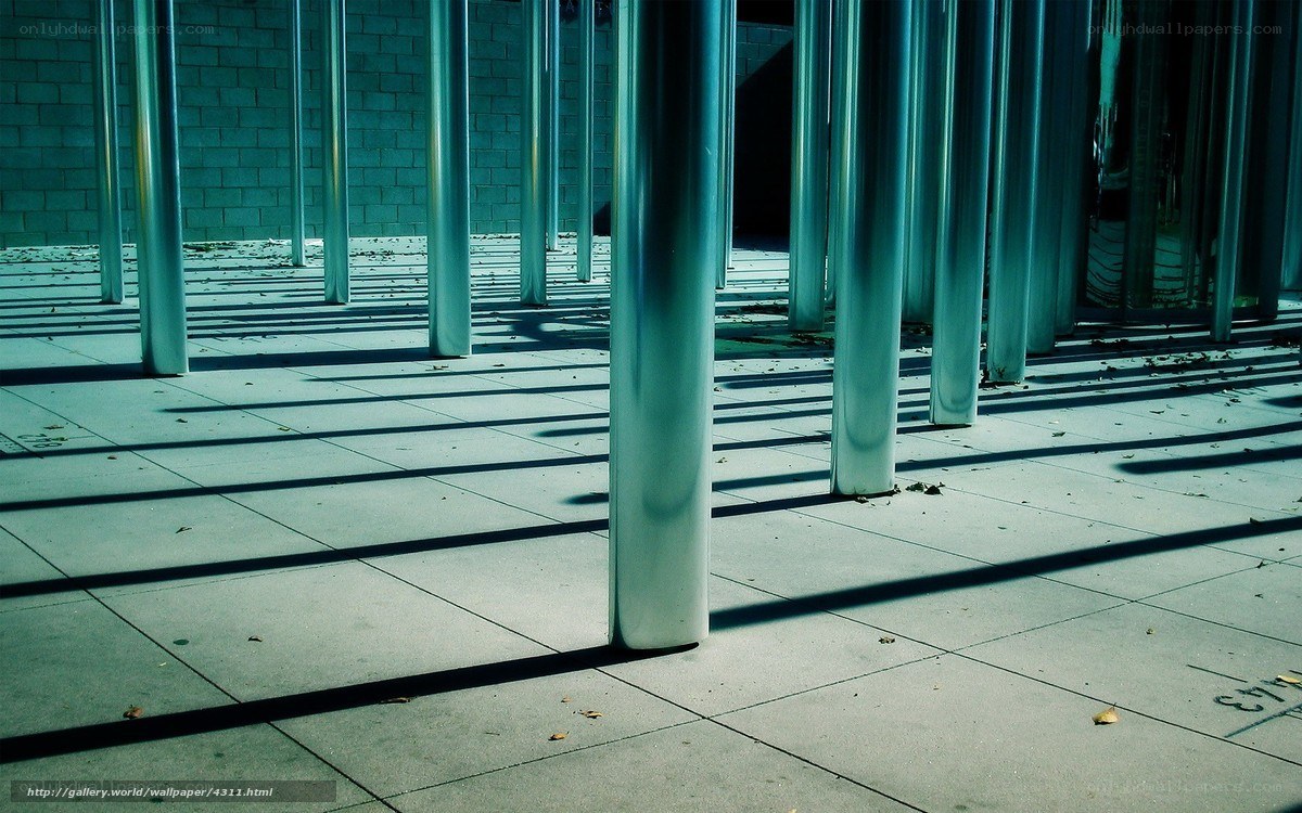 Metal poles casting shadows