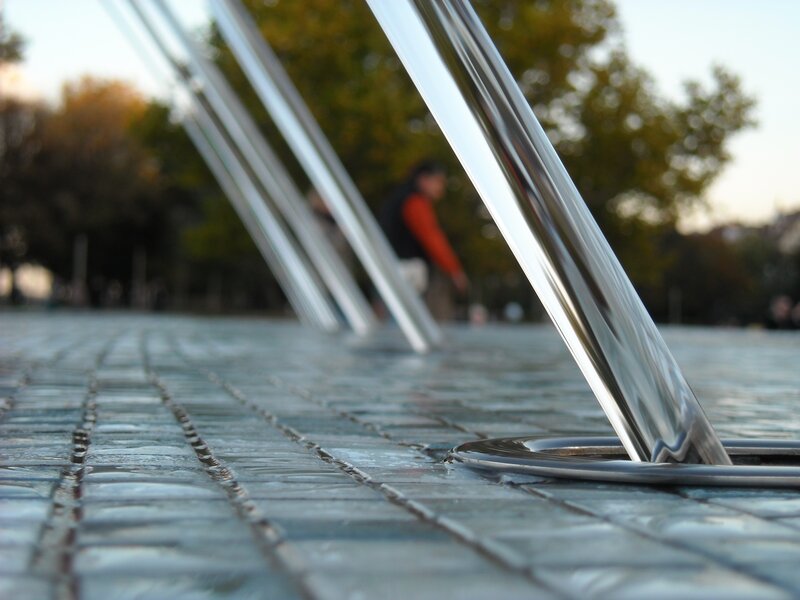 Metal poles in a public space