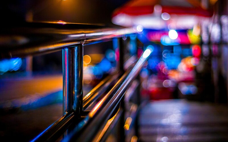 Metal Railing at Night