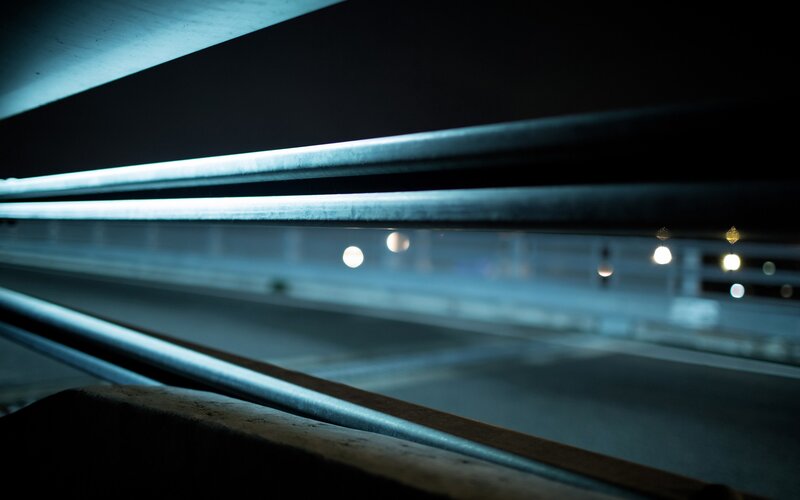 Metal Railings at Night