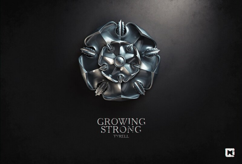 Metal Rose Emblem — Black, Dramatic, Digital Art