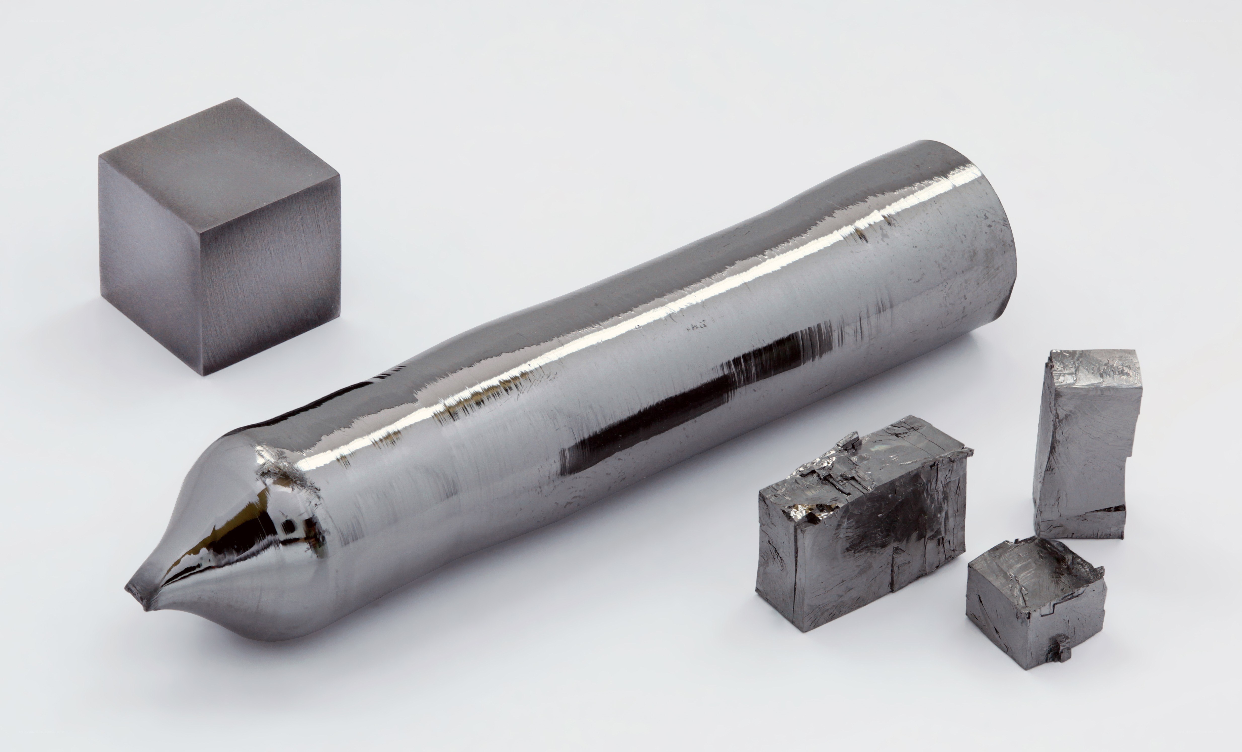 metal samples on white background