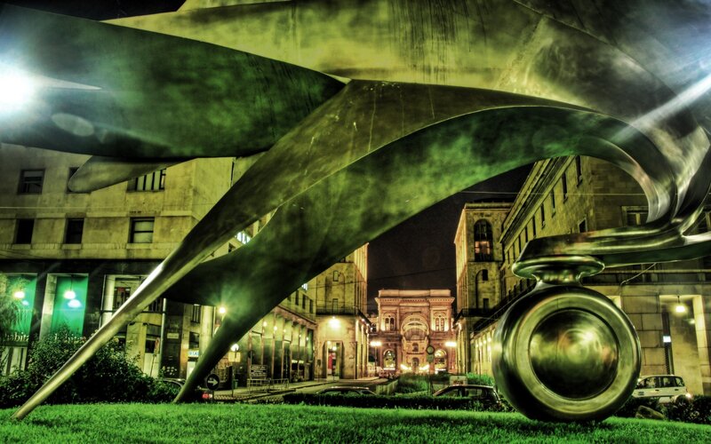 Metal Sculpture at Night — Green
