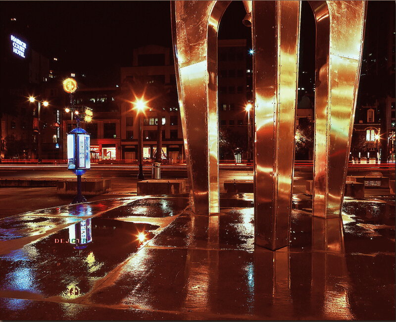 Metal Sculpture at Night