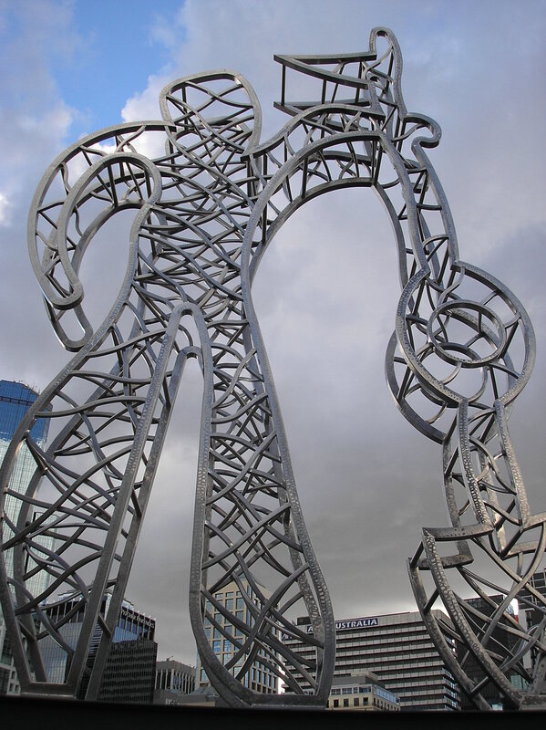 Metal sculpture in city