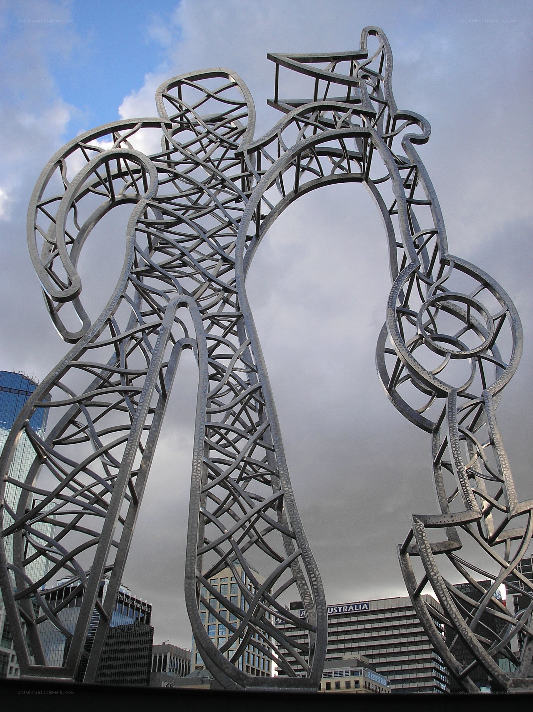 Metal sculpture in city