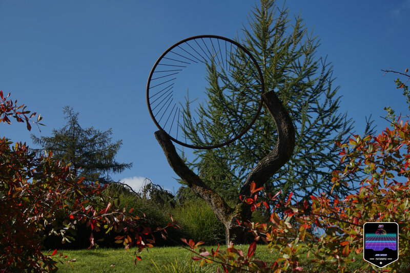 Metal Sculpture in Garden — Blue