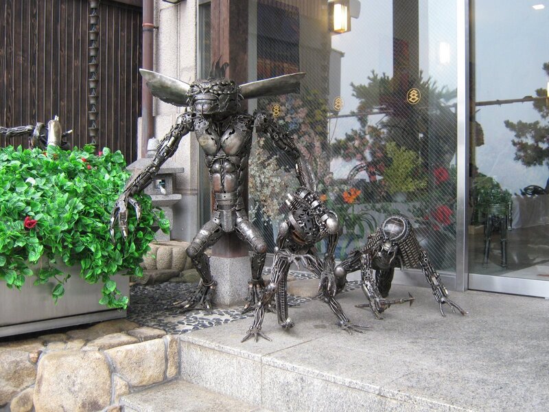 Metal sculptures of Gremlins