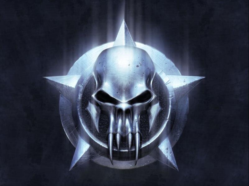 metal skull emblem with star